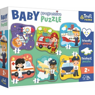 Trefl Puzzle Baby Progressive Rinkinys 6in1 Berufe und Fahrzeuge 22 Tage (22 Teile)