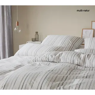 Elegante Web-Seersucker Bettwäsche Paula - 155x220 cm + 40x80 cm	multi-natur