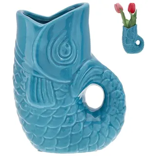 CEPEWA Dekovase Vase Fisch 'Blubb' 13,5x21x9cm Dolomit türkis Blumenvase Dekovase 21.0 cm