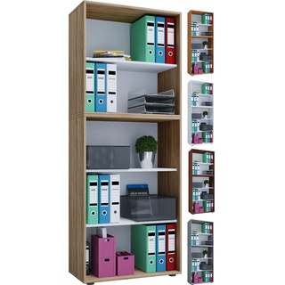 VCM, Aktenschrank, Holz Büroschrank Aktenregal Lona 5 Fächer (70 x 184 x 37 cm)