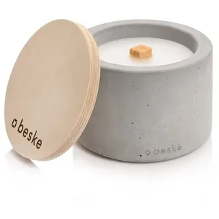 beske Outdoorkerze Betonfeuer® - Solo mit Dauerdocht Kerzenfresser Tischfeuer (14cm), Wachsrecycling mit besonderem Ambiente und nachhaltigem Dauerdocht