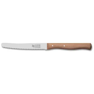 Windmühlenmesser Tomatenmesser 11 cm Kirschholz rostfrei handgeschärft Wellenschliff