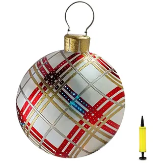 Hiraith Deko Weihnachtskugel aufblasbar im Freien, 60 cm, Weihnachtskugeln aus PVC mit Pumpe, Gartenschmuck Feiertage mit Familie