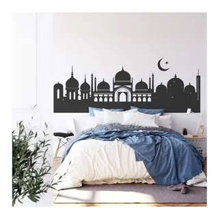 K&L Wall Art Wandtattoo Stadt Wandtattoo Islamische Skyline schwarz Silhouette modern 120cm, Traumhafte Wandsticker selbstklebend, hergestellt in Berlin schwarz