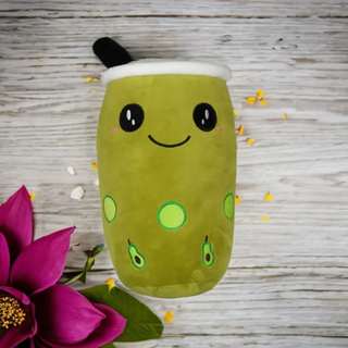 Bubble Tea Plüschtier Boba Kuscheltier Plüschpuppen Weiche XXL 30 cm Kuscheltier Tee Weiche Puppe Teetasse Kissen Kinderspielzeug Avocado grün