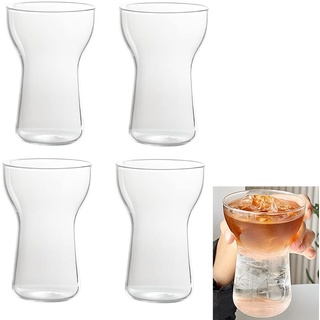 NSXIN Latte Macchiato Gläser Cappuccino Kaffeegläser 400ml 2er Set Teegläser Kristall Glas Eisbecher, Transparent, Hitzebeständig, Cocktail, Kaffee, Latte Macchiato, Modern (Typ A /400ml,4 Stk)
