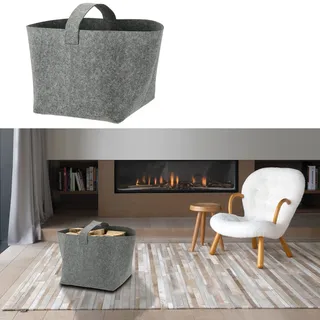 Aufbewahrungskorb mit Henkel | Filz 36x36x34cm hellgrau | Filxbox Korb Ordnungskorb (1 x Filzkorb Henkel 36x36x34cm hellgrau)
