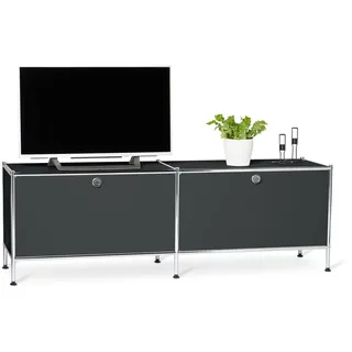 Tchibo - Lowboard Metall »Cn3« mit Klappenfächern - 152x40x51,5cm - schwarz -