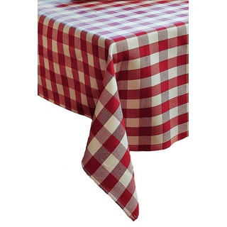 TextilDepot24 Tischdecke mit 2 cm Karo - Landhausstil (1-tlg), glattes Gewebe rot|weiß 110 cm x 110 cm