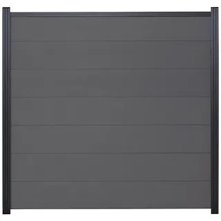 GartenLand Zaun Ameland WPC ca. 180x180 cm, (Set, Ohne Pfosten, Ohne Abschlussprofil, ca. 180x180 cm), XL Lamellen grau