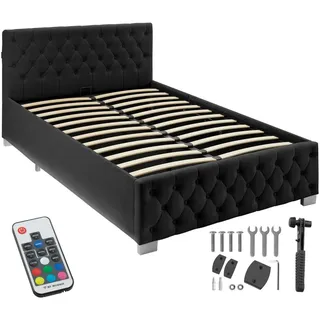 Tectake Polsterbett Samtahorn, schwarz Holz, 120x200 cm CE, Schlafzimmer, Betten, Polsterbetten