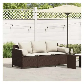 vidaXL Gartensofa 3-Sitzer Loungesofa braun