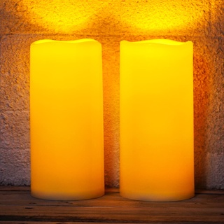 Homemory Große Solar-Kerzen Outdoor Wasserdicht, 25,4 cm X 10 cm, Dämmerung bis Morgengrauen, Solarbetriebene flammenlose Kerzen für draußen, Laternen, 2er-Set