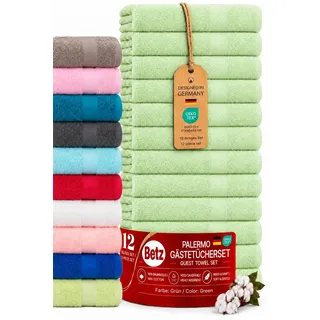 Betz Palermo Gästehandtücher Set 12-teilig – 12× Gästehandtuch 30×50 cm, 100% Baumwolle 360 g/m2, weich & saugstark, Oeko-TEX® Farbe grün