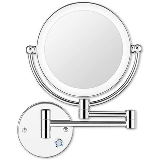 MRJ LED Kosmetikspiegel Wandmontage Wandspiegel Beleuchtet mit 1x/5x Fache Vergrößerung Touchscreen Rasierspiegel Versteckte Schminkspiegel für Badezimmer Kosmetikstudio Zuhause