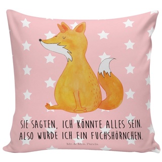 Mr. & Mrs. Panda Dekokissen Fuchshörnchen - Rot Pastell - Geschenk, Sofakissen, Füchse, Motivkiss rot