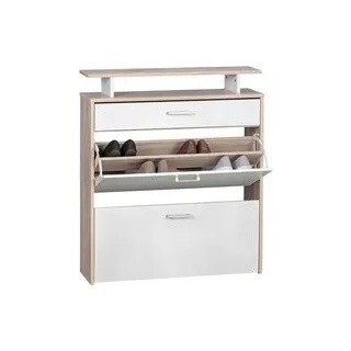Schuhschrank Eiche Sonoma Nachbildung weiß B/H/T: ca. 80x95x24 cm