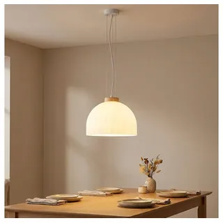 GLOBO LIGHTING LED Pendelleuchte, Leuchtmittel inklusive, Warmweiß, LED Hängeleuchte Metallgestell Glas Weiß Opal Höhenverstellbar weiß
