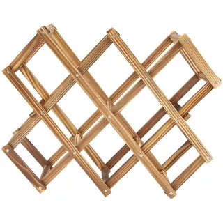 Weinregal Holz Klappbar, Faltbar Getränkeregal Holz, Zusammenklappbarer Flaschenhalter aus Holz für Wein und Bierflaschen, dekorativer Flaschenhalter für Küche und Bar (10 Flaschen)