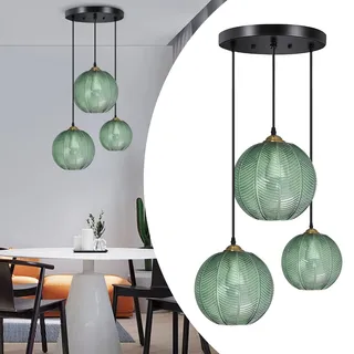 pendelleuchte,hängeleuchten & pendelleuchten Mit grünem Glas Lampenschirm lampe hängend im Wohnzimmer esstisch rund pendant light Kronleuchter grünes Glas für Frühstücksbar Ecke Küche Insel ( 3Light)