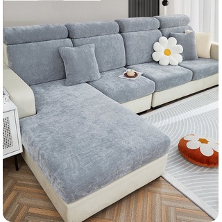 Sofahusse Sofabezug Ecksofa L Form Stretch Chenille Sofa, Coonoor, Überzug Universal Couchbezug grau