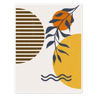 Posterlounge Poster Olga Telnova, Sonnenaufgang hinter Blättern, Wohnzimmer Boho Grafikdesign