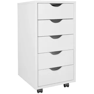 Wohnling Rollcontainer Bürocontainer Weiß Büro Schubladencontainer Büroschrank Rollen WL7.773, (Praktischer Bürocontainer, Ordnung am Arbeitsplatz), Mobil dank Rollen – ideal für Büro & Homeoffice weiß