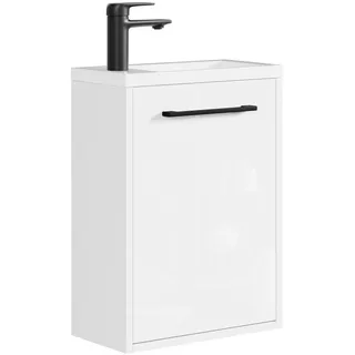 Badplaats Gäste-Wc-Möbelset, Weiß Hochglanz - 40 x 22 x 50 cm Badezimmer, Badezimmerschränke, Waschtischkombinationen