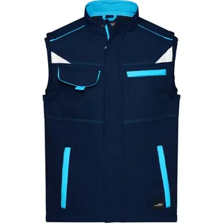 James & Nicholson James - Nicholson Unisex Workwear Softshell Gilet Color Weste JN852 navy/turquoise 4XL