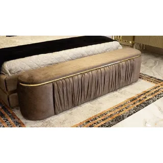 Xlmoebel Bettbank Gepolsterte Sitzbank mit Rückenlehne in elegantem Design (Bank), Hergestellt in Europa beige