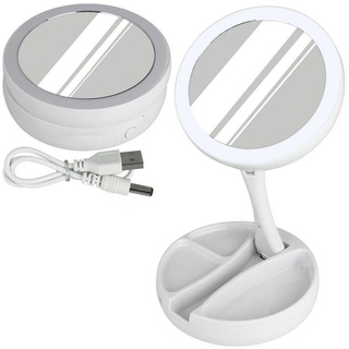 DOPWii Kosmetikspiegel LED Kosmetikspiegel,mit Licht,doppelseitiger,1-10 fache Vergrößerung weiß