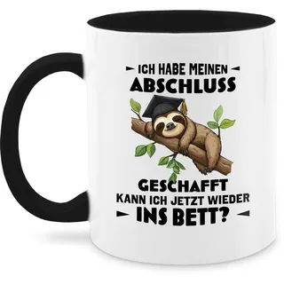 Tasse Tassen 325ml - Ich habe meinen Abschluss geschafft Faultier Geschenk Schule Geschenk Schüler I Abschlussgeschenk Schule 10. Klasse - 325 ml - Schwarz - für schulabschluss graduation