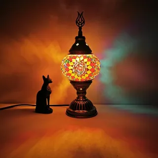 Türkische exotische Mosaik Tischlampe mit handgefertigten marokkanischen Stil Retro Lampe Schatten Dekorative Lichter für Schlafzimmer Weihnachten Halloween Büro Art Decor