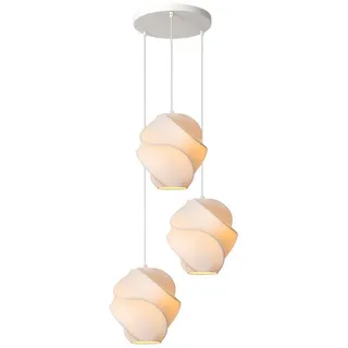 Licht-Erlebnisse Pendelleuchte FRAMO, ohne Leuchtmittel, Stoff Metall H: max. 150 cm Weiß E27 3-flammig Modern weiß