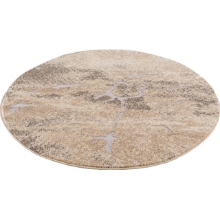 Teppich MY HOME "Marmor" Teppiche Gr. L: 190 cm Ø 190 cm, 12 mm, 1 St., beige (natur) Esszimmerteppiche