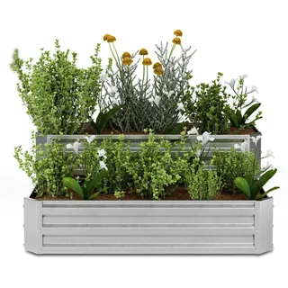 Blumfeldt High Grow Hochbeet 120 x 50 x 90 cm Silber