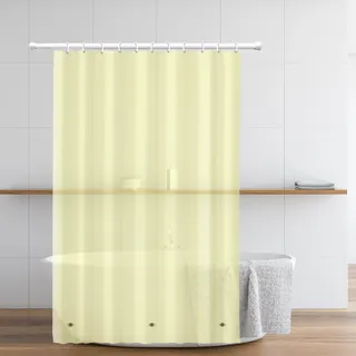 PEVA-Duschvorhang, Duschvorhang mit rostfreien Ösen und Magneten, wasserdicht, niedlich, leicht, Standardgröße, Badezimmervorhänge (Ingwergelb)