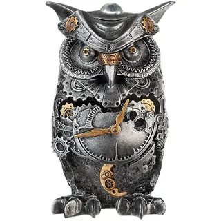 Brillibrum Design Eulen Deko Firgur Mechanical Style Skulptur Zahnrad Dekoration Eulenfigur Industrial Steam Punk Kunst Figur (Eule/Variante 2)