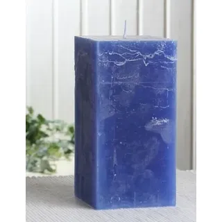 Rustik-Stumpenkerze, viereckig, 15 x 7,5 x 7,5 cm, blau