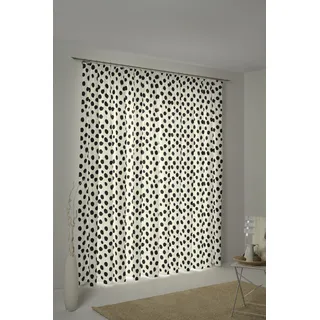 Vorhang ADAM "Dots", weiß (naturweiß, schwarz), B:145cm H:175cm, Jacquard, Baumwolle (Bio-Baumwolle), Leinen, Gardinen, nachhaltige Materialien