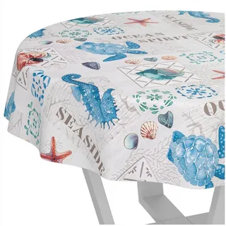 ANRO Wachstuchtischdecke abwaschbar Rund 120 cm Grau