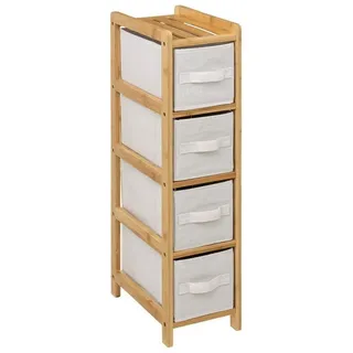 5Five TIDY schmales Bücherregal aus Bambus mit 4 Stoffkörben, H 78,5 cm