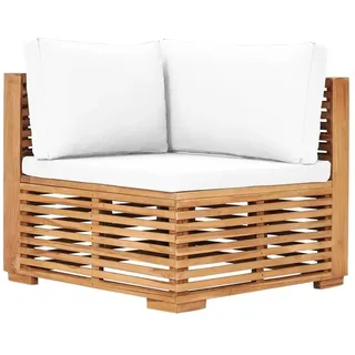 vidaXL Garten-Ecksofa Loungesofa cremeweiß Teak