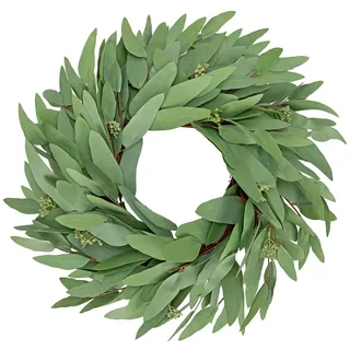 Briful Künstlicher Eukalyptuskranz 40 cm – Türkranz Eukalyptus Ganzjährig – Dekokranz für Haustür, Wand, Fenster, Tisch – Herbstkranz, Frühlingskranz, Hochzeitsdeko, Weihnachtskranz