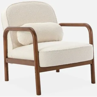 sweeek Skandinavischer Sessel Bouclé 70 x 80 x 80 cm Creme