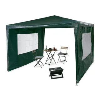 Relaxdays Pavillon 3 x 3 m inkl. 2 Seitenteile Grün