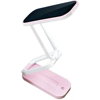 KINGCOO Solar Faltbare Schreibtischlampe, Tragbare 24LED Touch Dimmbar Lese Nachttischlampe,Solar/USB Aufladung Student Nachtlicht Akku Tischlampe für Büro Schlafzimmer Reise Außen Notfall (Rosa)