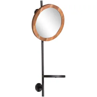 Wandspiegel Dresscode, Anthrazit, Akazie, Metall, Akazie, massiv, rund, 34x85x28 cm, Ablage, Spiegel, Wandspiegel