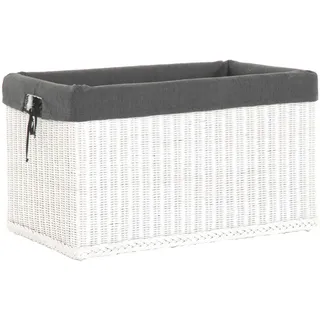 Krines Home Allzweckkiste Spielzeugkiste Rattan Truhe Aufbewahrung Korb Rattantruhe ohne Deckel, mit Inlett weiß 72 cm