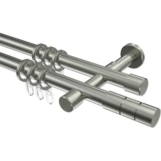 GARDINENSTANGE Prestige Elanto 180 cm, 2-läufig, 20 mm Ø Edelstahl-Optik